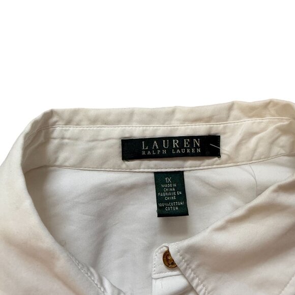 NWT Lauren Ralph Lauren Oversized Button-Up Shirt Top Womens 1X Timeless White - Picture 3 of 12